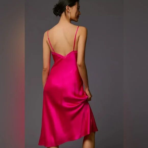 Cami NYC Delfina Pink Midi Dress Sz Medium Silk Slip Lingerie Inspired Going Out - Picture 2 of 7